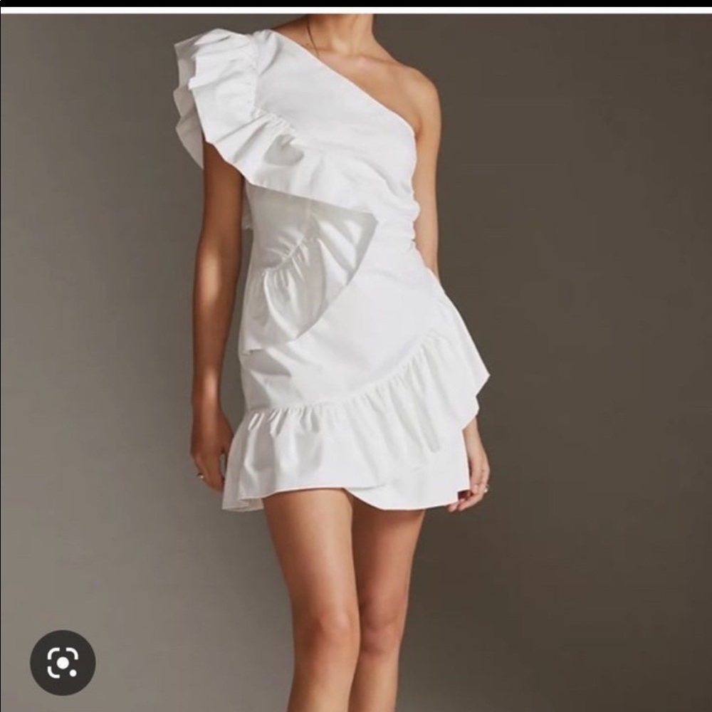 Womens one shoulder mini ruffle dress